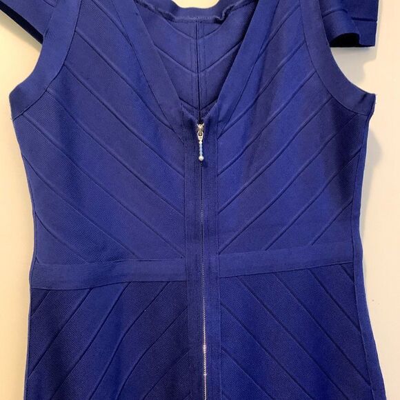 JS Collection bandage dress, cobalt blue, Sz 14, cold shoulder, body con, EUC - Picture 2 of 14